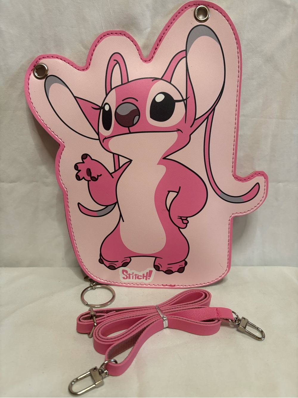 Disney Stitch Pink Character Crossbody Bag Purse Adjustable Strap